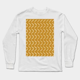 White on Mustard Yellow Stripe Chevrons Long Sleeve T-Shirt